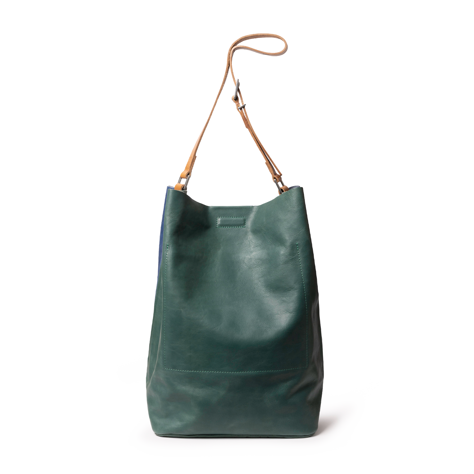 Lloyd Large Ebor Leather Bucket Bag in Blue/Green