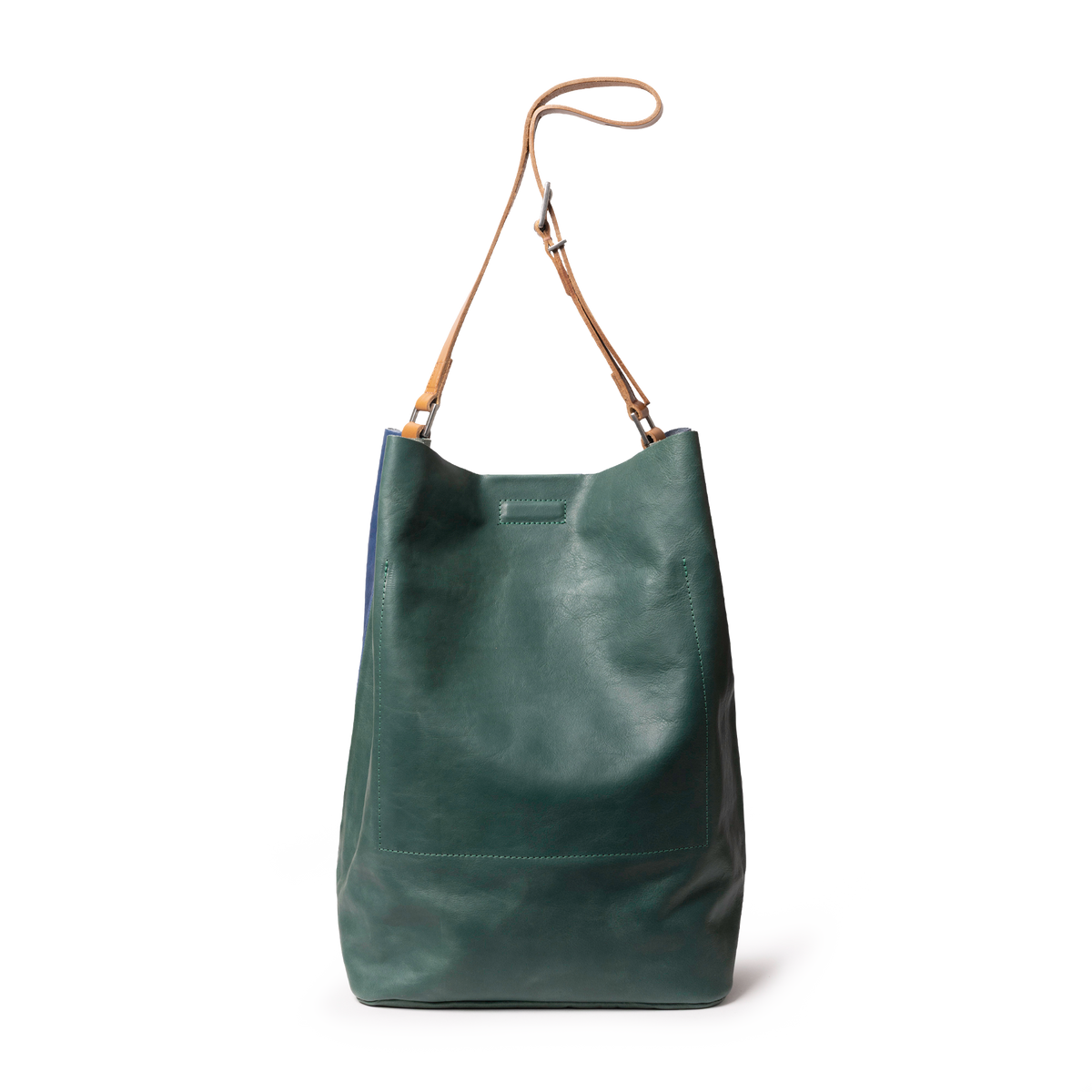 Lloyd Large Ebor Leather Bucket Bag in Blue/Green