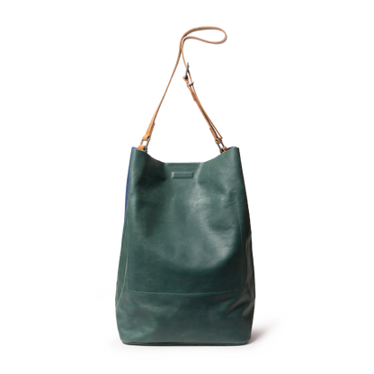 Lloyd Large Ebor Leather Bucket Bag in Blue/Green