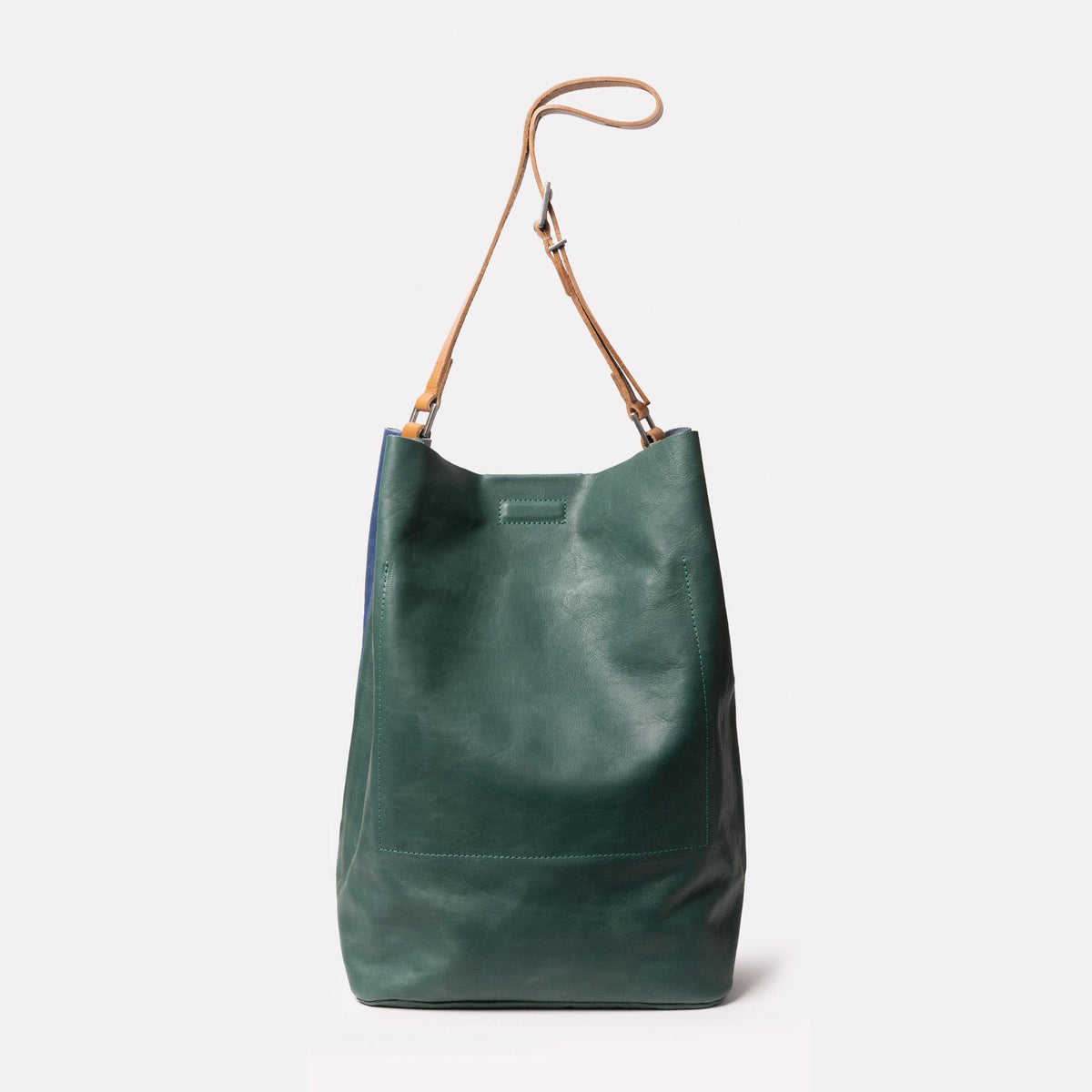 Lloyd Large Ebor Leather Bucket Bag in Blue/Green