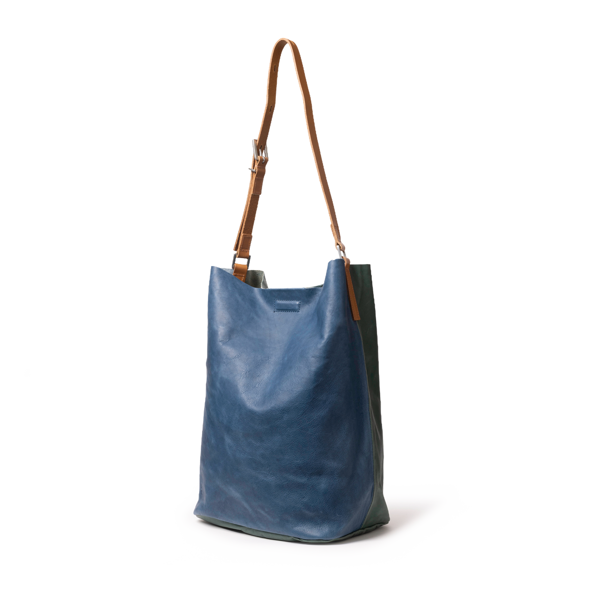 Lloyd Large Ebor Leather Bucket Bag in Blue/Green