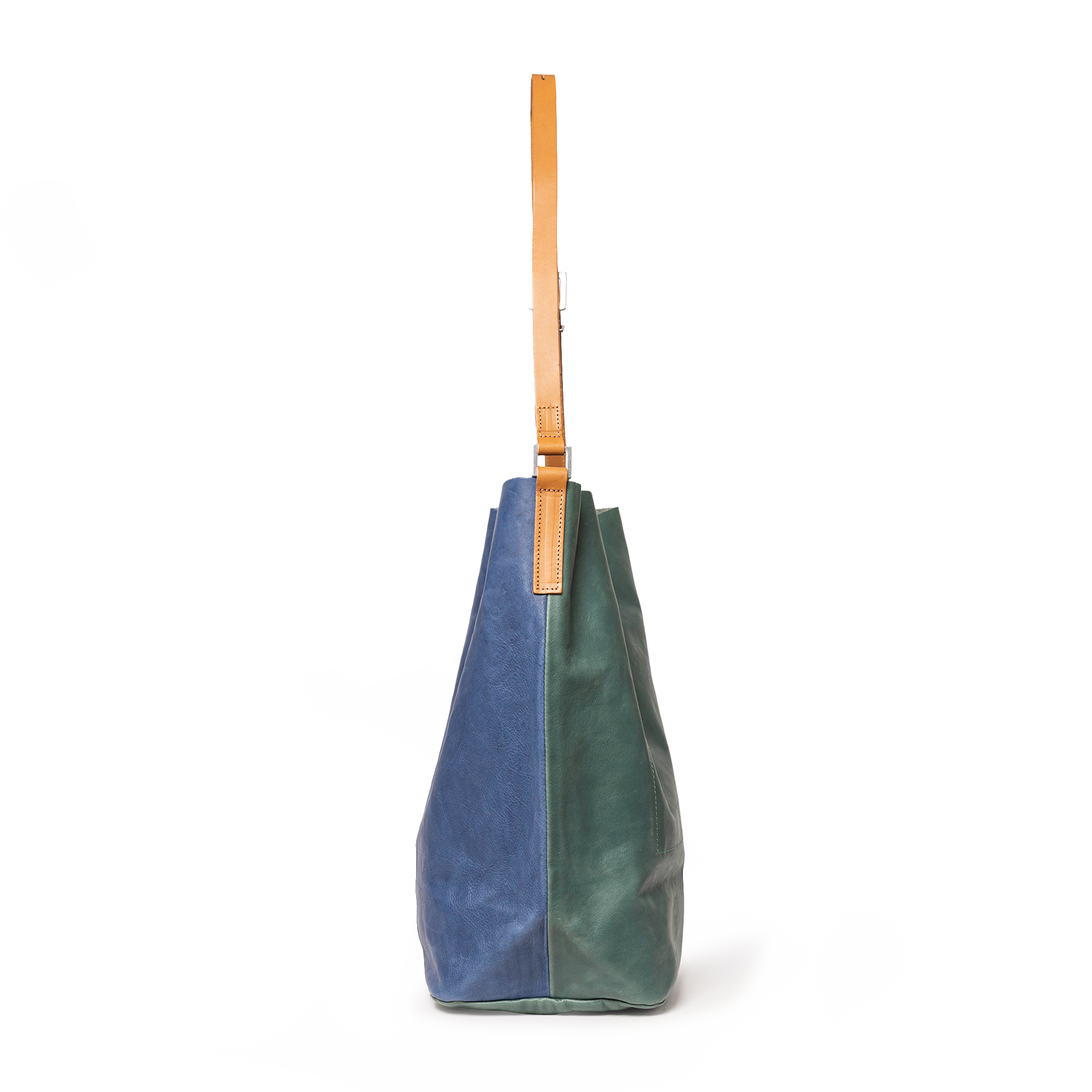 Lloyd Large Ebor Leather Bucket Bag in Blue/Green