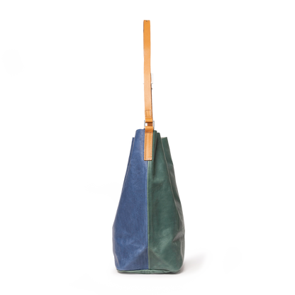 Lloyd Large Ebor Leather Bucket Bag in Blue/Green