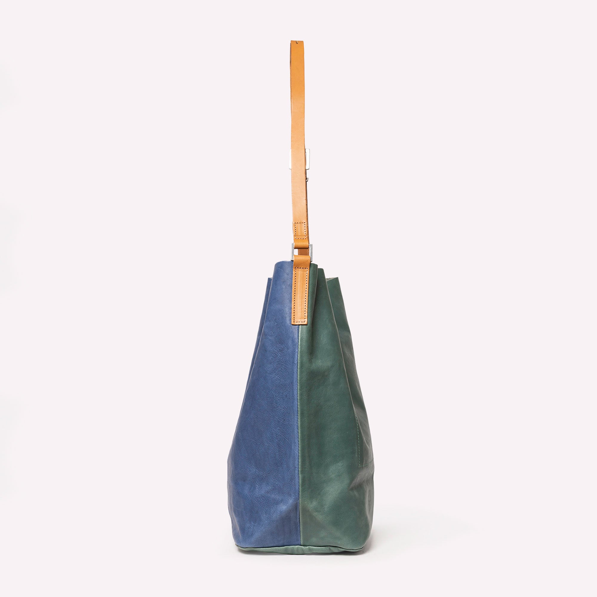 Lloyd Large Ebor Leather Bucket Bag in Blue/Green