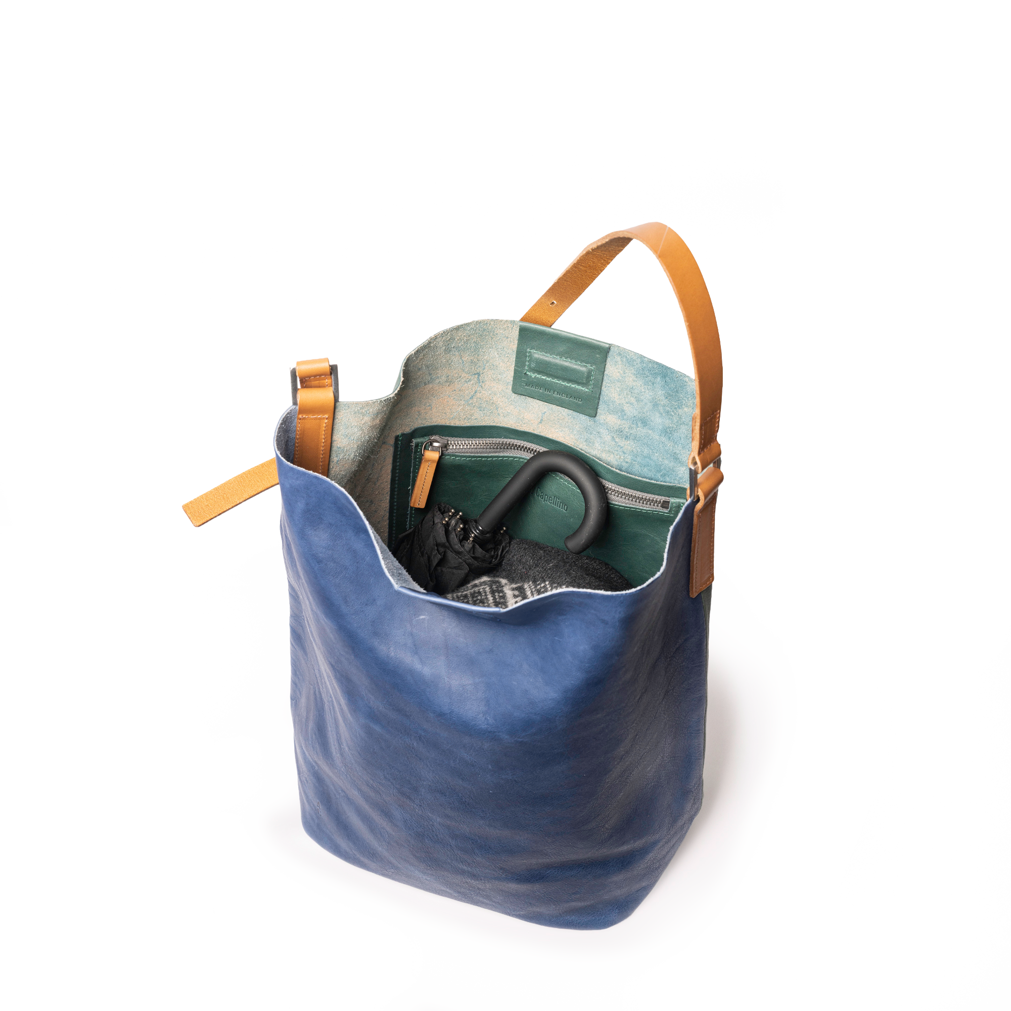 Lloyd Large Ebor Leather Bucket Bag in Blue/Green