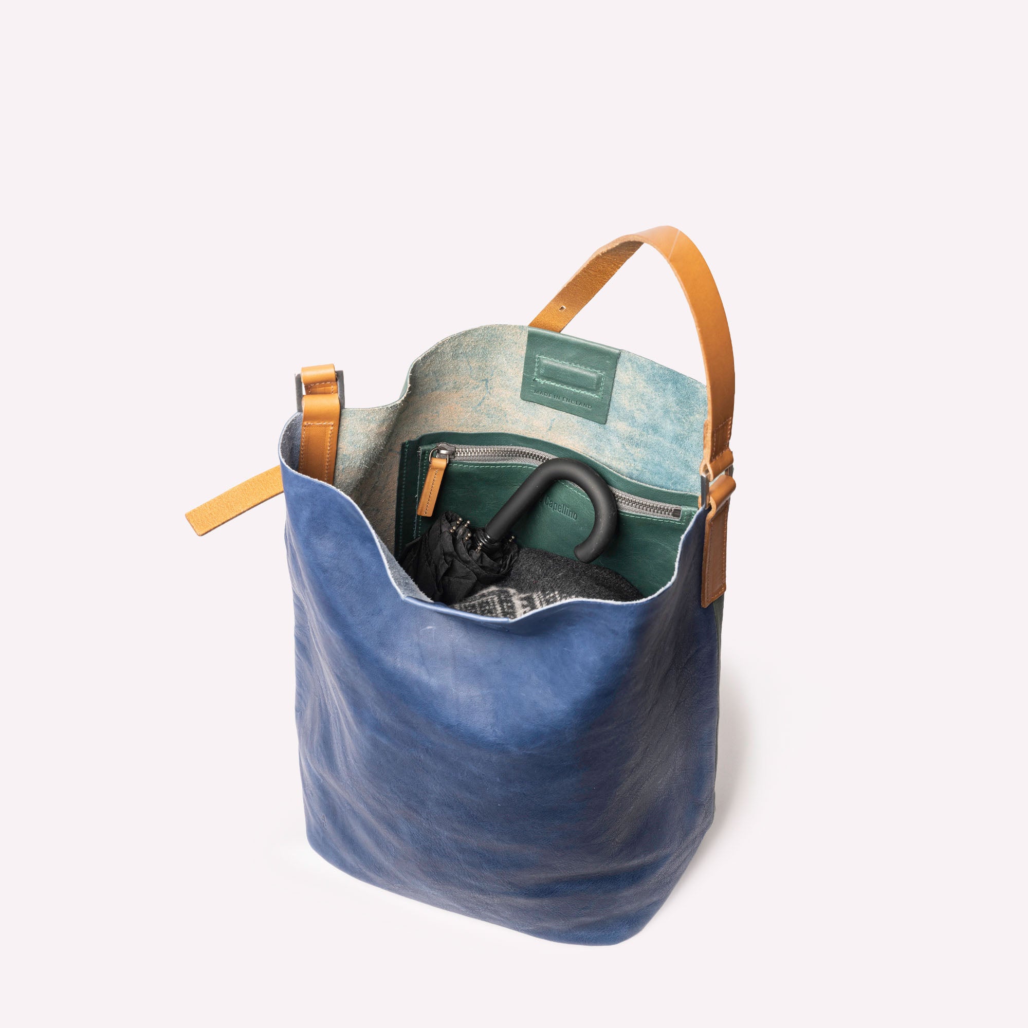 Lloyd Large Ebor Leather Bucket Bag in Blue/Green