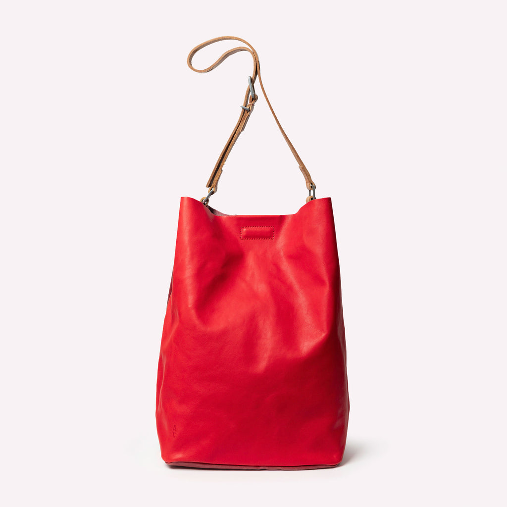 Lloyd Large Ebor Leather Bucket Bag in Red/Grape