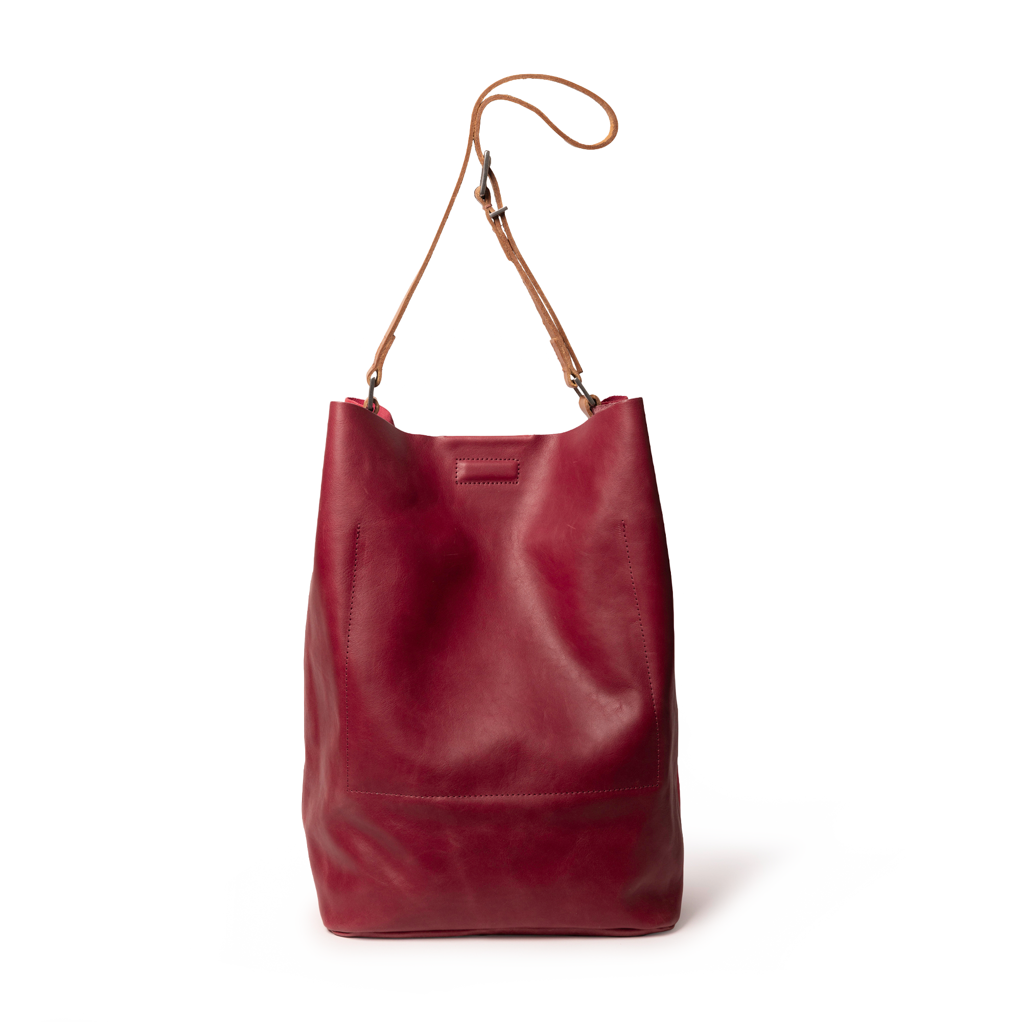 Lloyd Large Ebor Leather Bucket Bag in Red/Grape