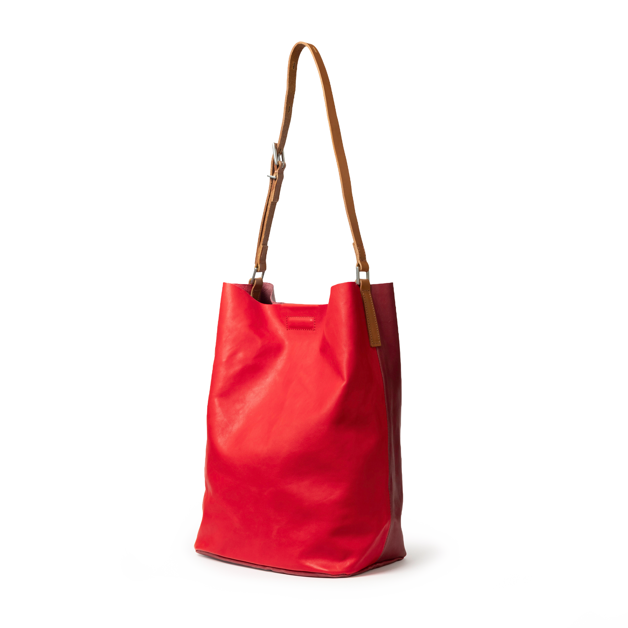 Lloyd Large Ebor Leather Bucket Bag in Red/Grape