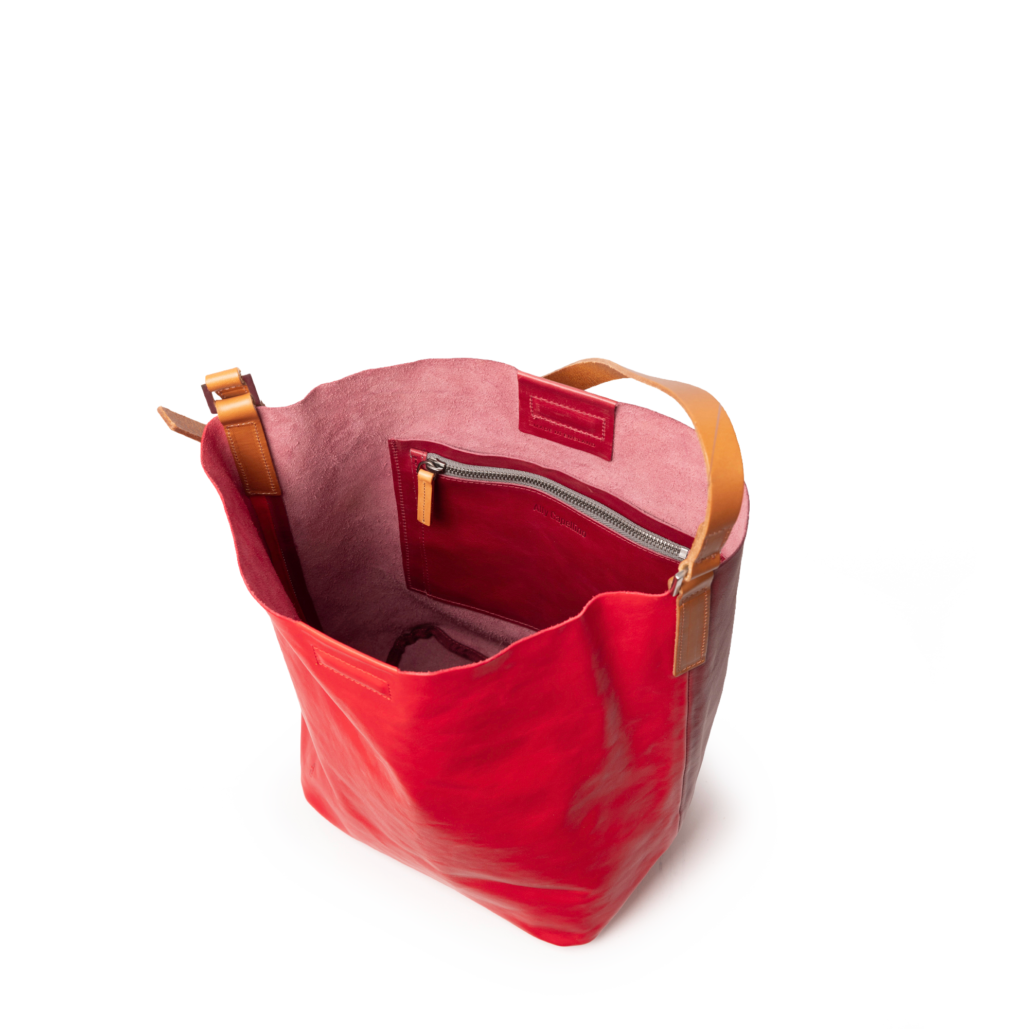 Lloyd Large Ebor Leather Bucket Bag in Red/Grape