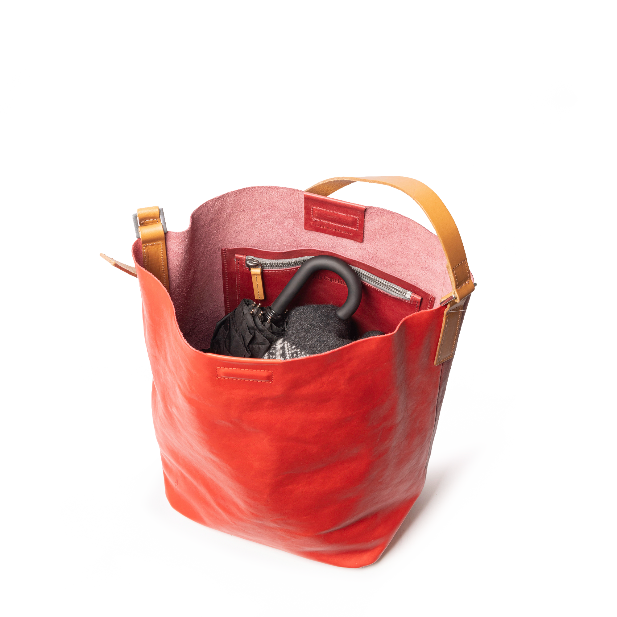 Lloyd Large Ebor Leather Bucket Bag in Red/Grape