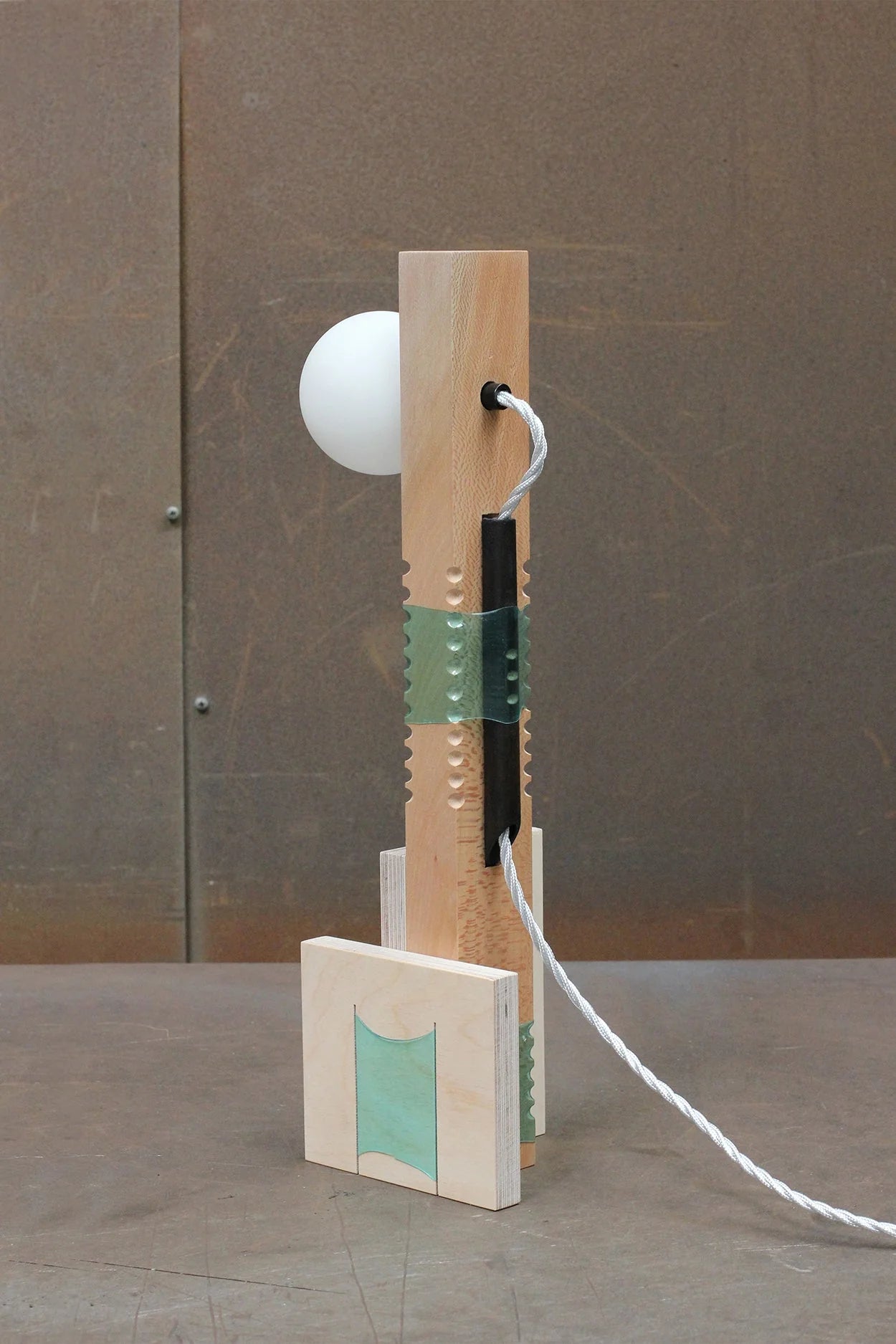 Joining Bottles Lamp 90 - London Plane | wood offcuts & plastic bottles