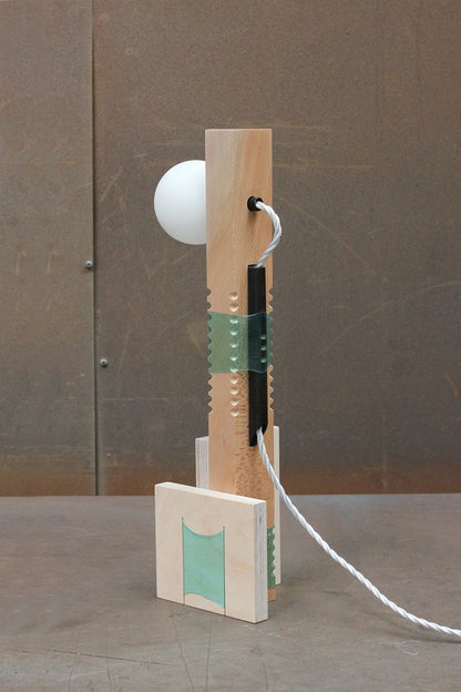 Joining Bottles Lamp 90 - London Plane | wood offcuts & plastic bottles