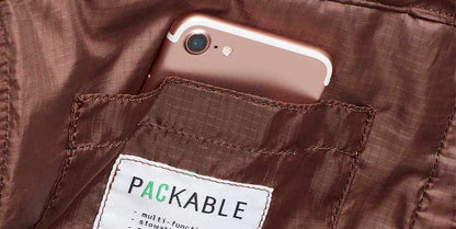 Hank Packable Zip Top Tote/Backpack in Mocha