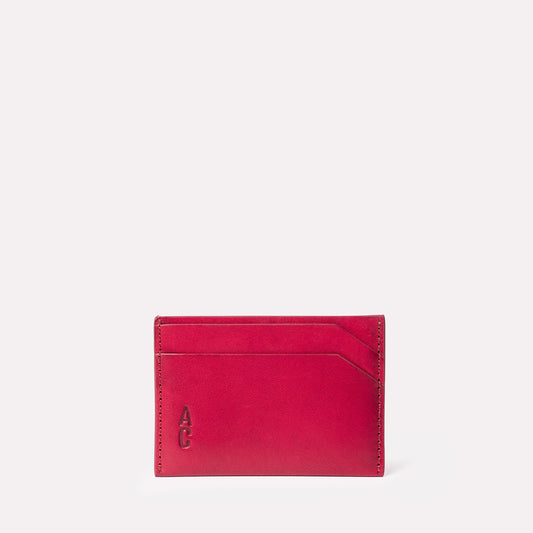 Pete Leather Card Holder in Berry