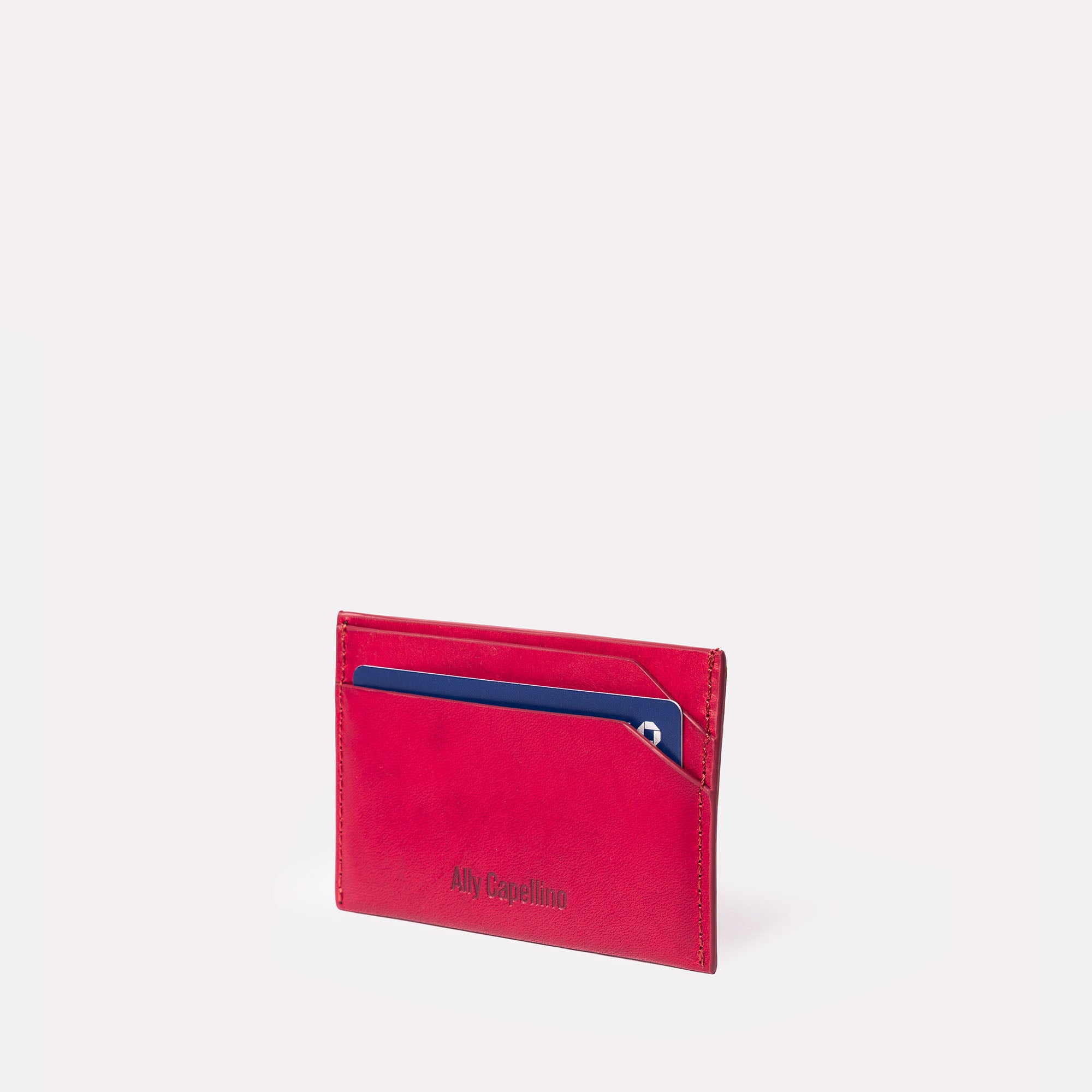 Pete Leather Card Holder in Berry