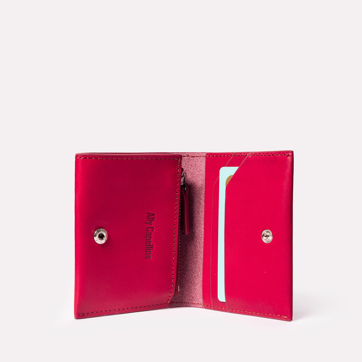 Riley Leather Coin Card Purse in Berry