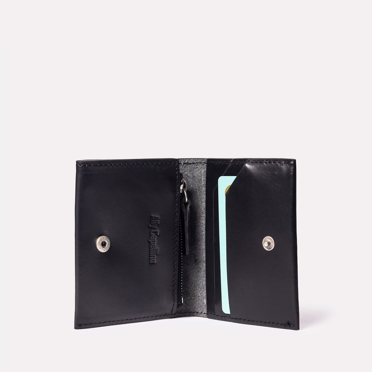 Riley Leather Coin Card Purse in Black
