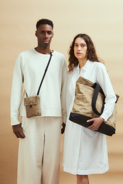 Fam Papery Waxed Cotton Crossbody Bag in Mineral