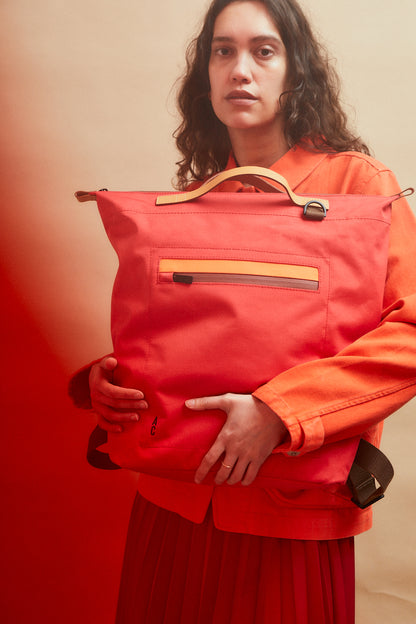 Hoy Travel Cycle Recycled Backpack in Crimson