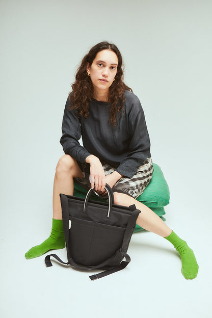 Hadley Hemp Crossbody Bucket Bag in Black