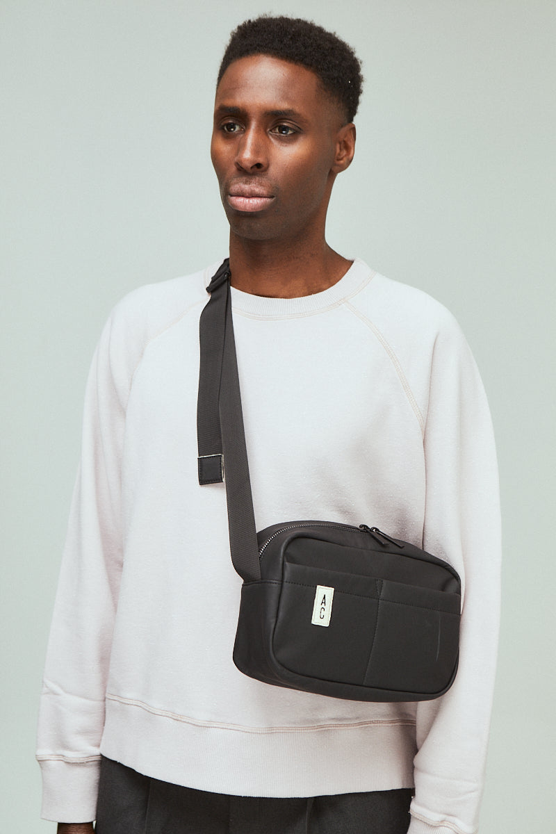 Hinge Hemp Crossbody Bag in Black