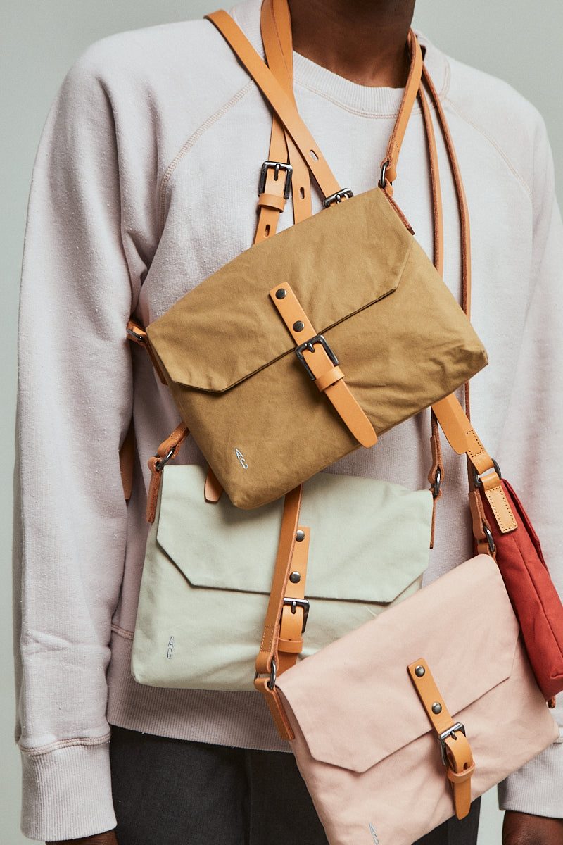 Friday WUW Waxed Cotton Crossbody Bag in Clay
