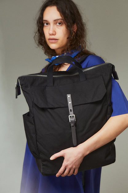 Fin Waxed Cotton Backpack in Black
