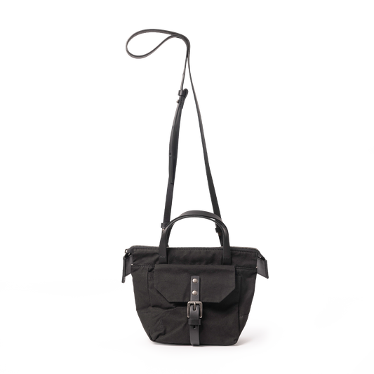 Squat 2.0 Waxed Cotton Mini Crossbody Bag in Black