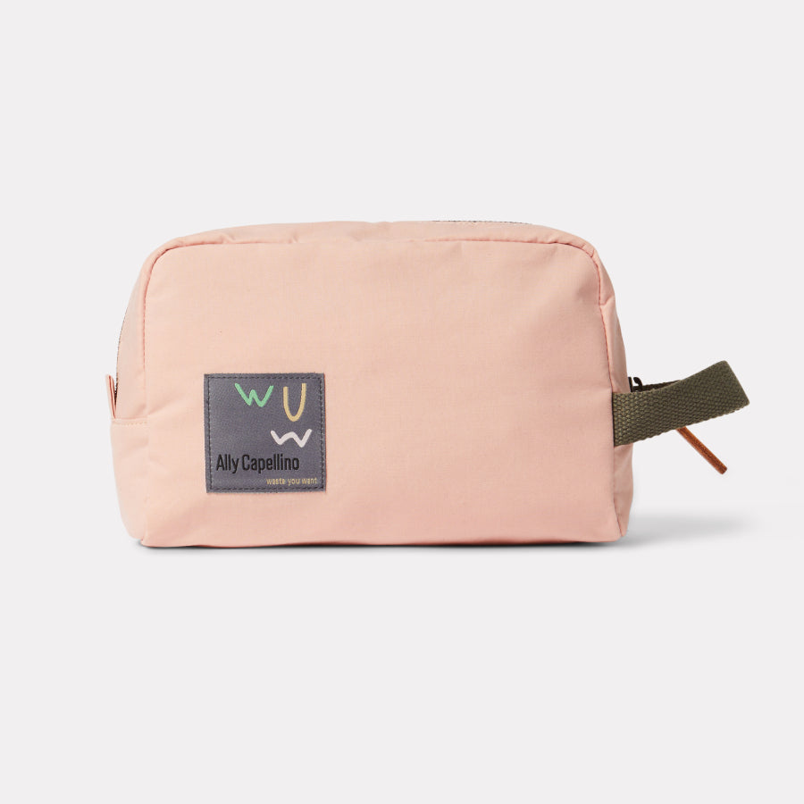 Simon Waste You Want Waxed Cotton Washbag in Baby Pink