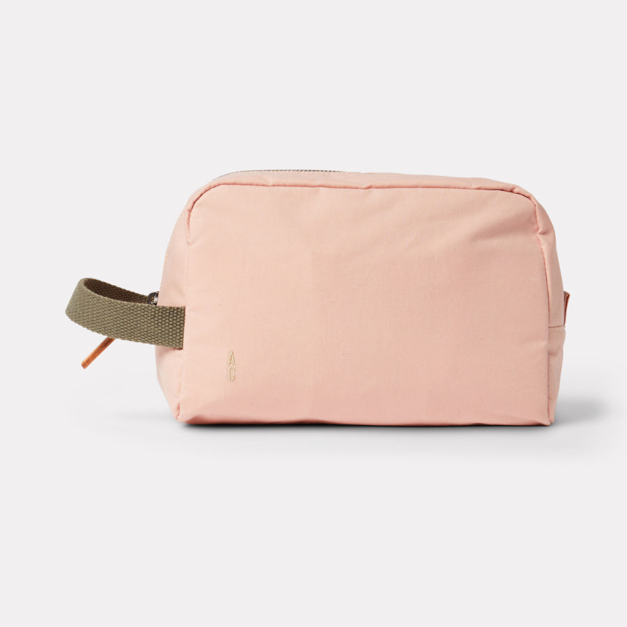 Simon Waste You Want Waxed Cotton Washbag in Baby Pink
