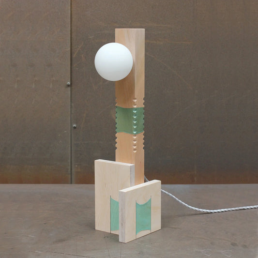 Joining Bottles Lamp 90 - London Plane | wood offcuts & plastic bottles