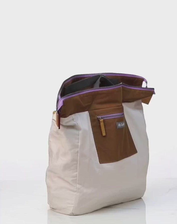 Brown Yellow Waxed Cotton Backpack Rucksack from British Backpack Brands Ally Capellino