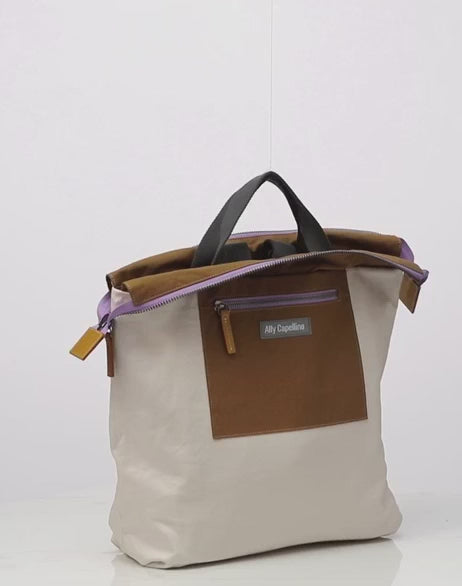 Brown Yellow Waxed Cotton Backpack Rucksack from British Backpack Brands Ally Capellino