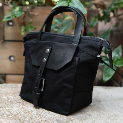 Squat 2.0 Waxed Cotton Mini Crossbody Bag in Black