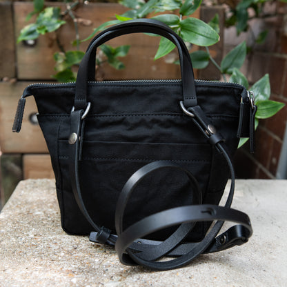 Squat 2.0 Waxed Cotton Mini Crossbody Bag in Black