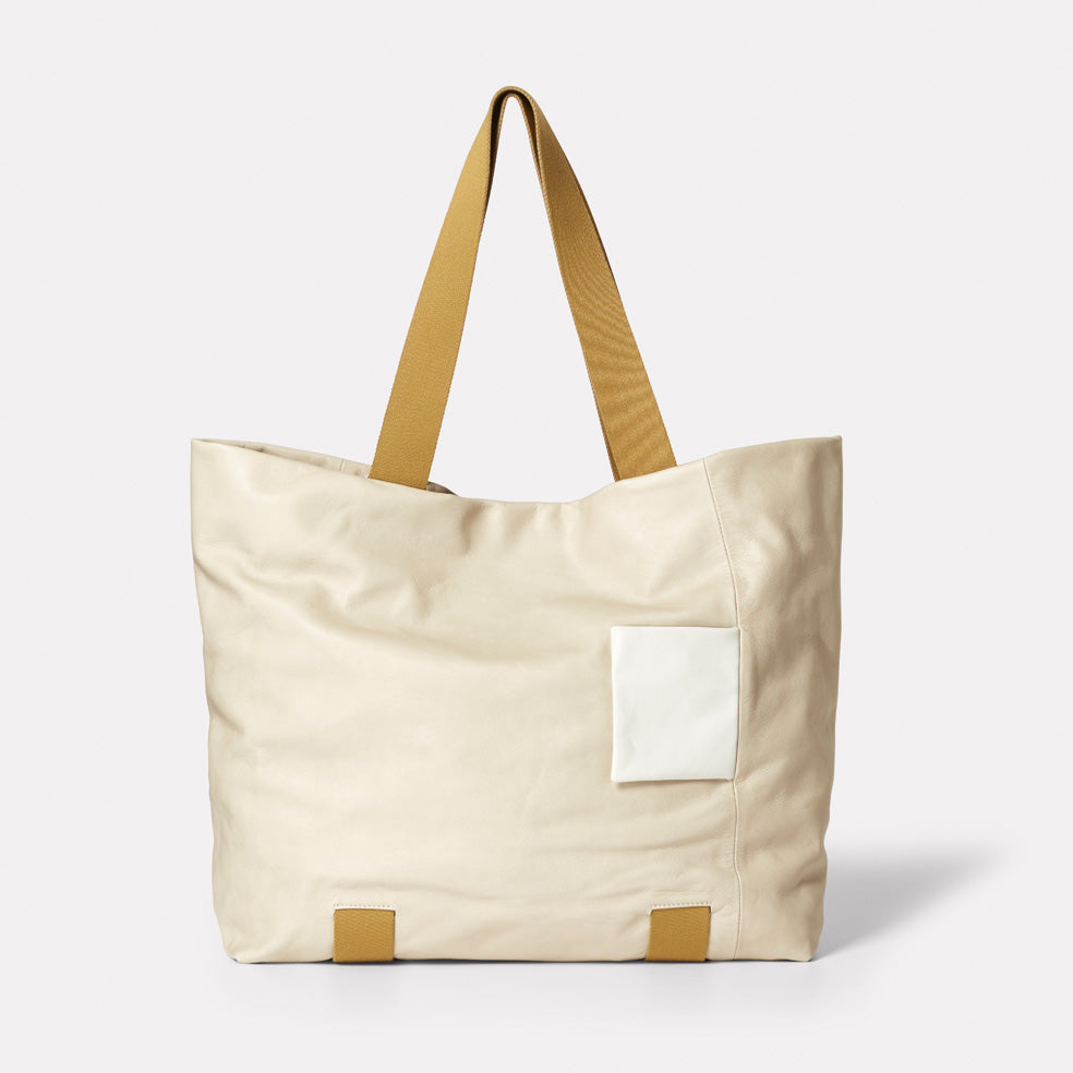 Toto Camlet Leather Tote Bag in Stone