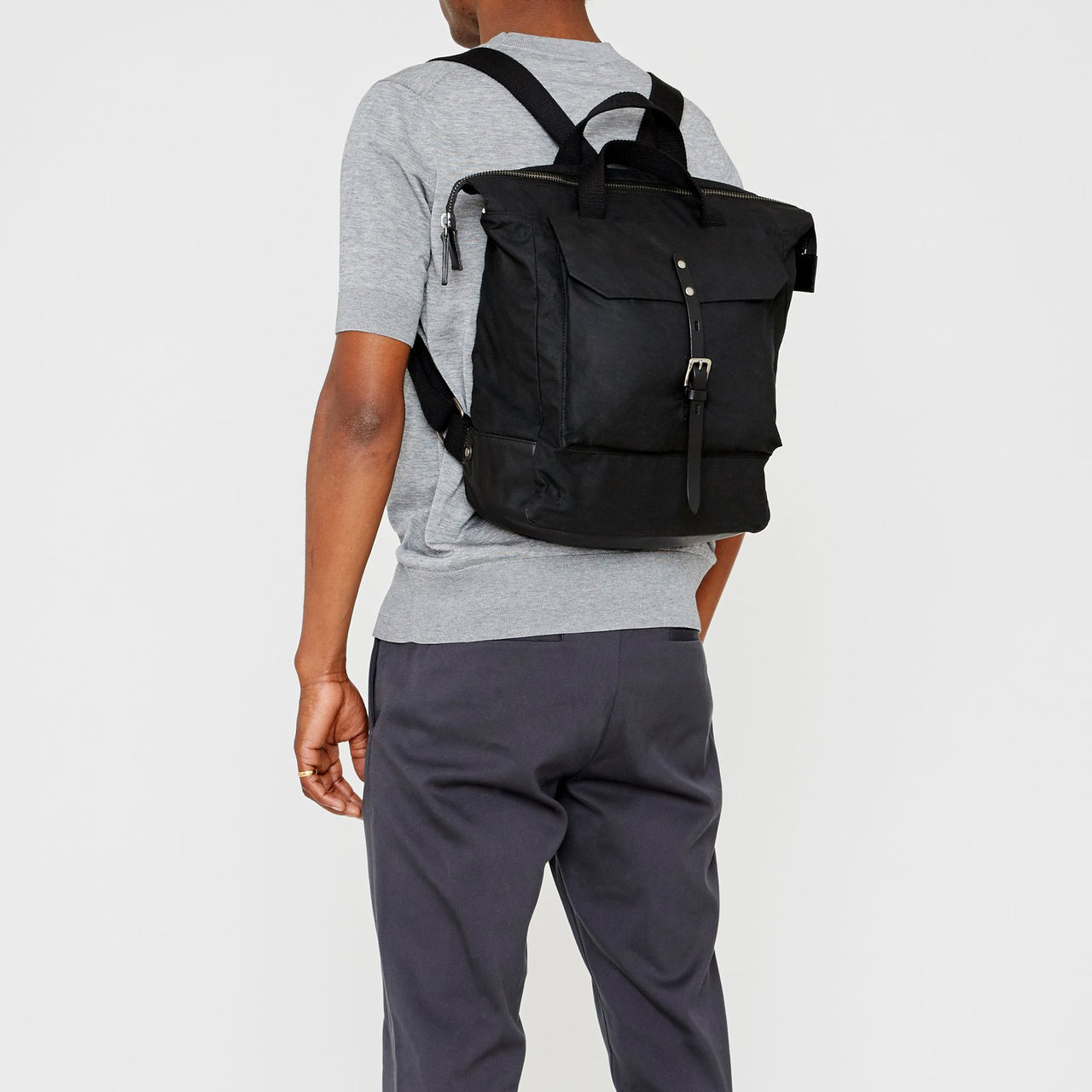 Frances Waxed Cotton Rucksack in Brick