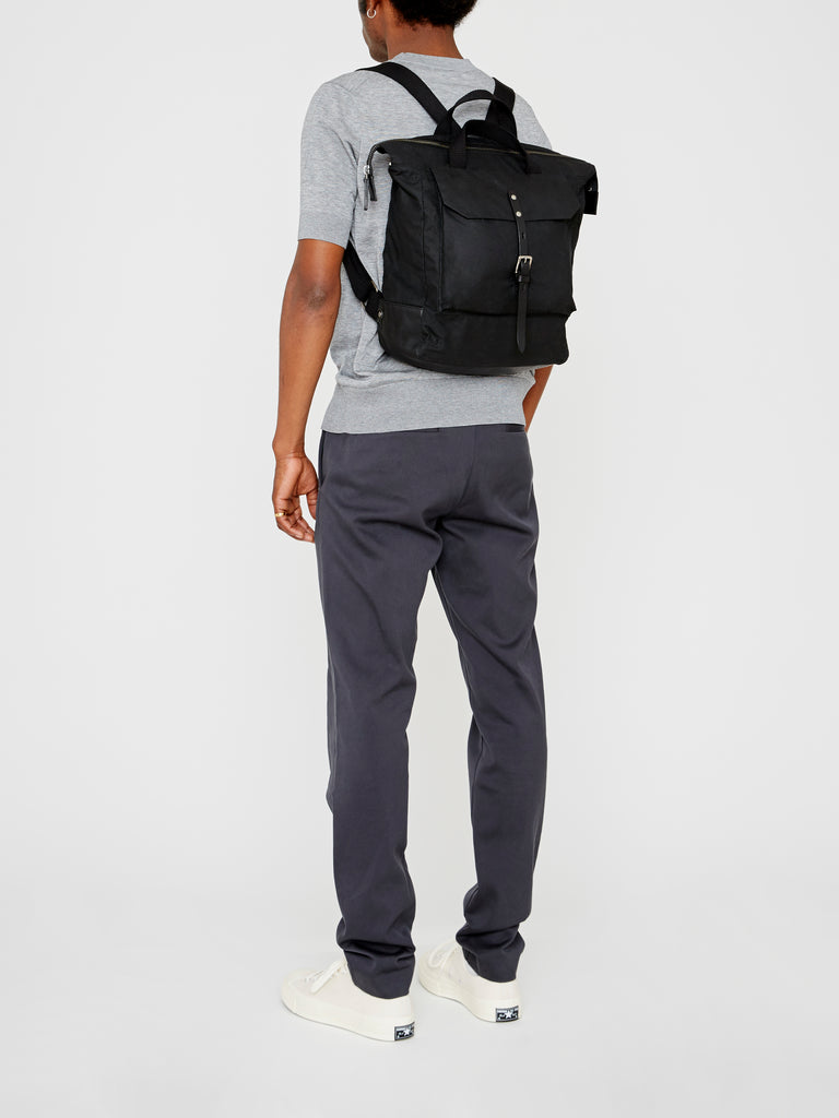 Frances Waxed Cotton Rucksack in Black-SML RUCKSACK-Ally Capellino-Ally Capellino