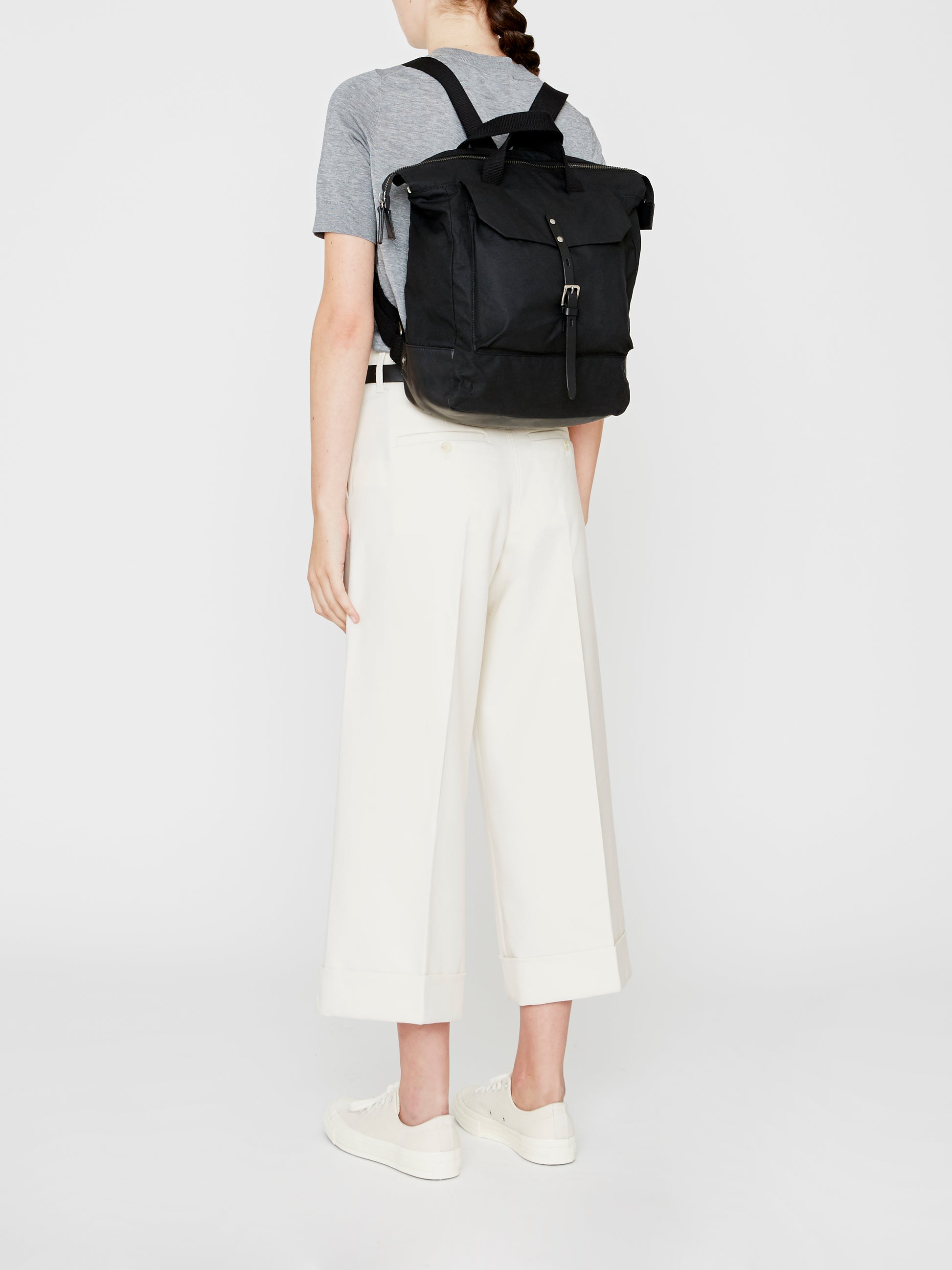 Frances Waxed Cotton Rucksack in Black-SML RUCKSACK-Ally Capellino-Ally Capellino