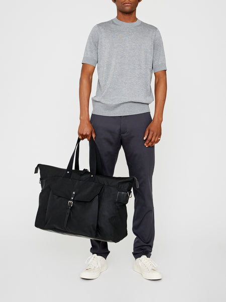 Freddie Waxed Cotton Holdall in Black and Olive – Ally Capellino