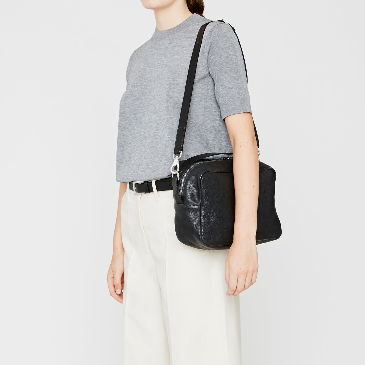 Leila Large Calvert Leather Crossbody Bag in Moss