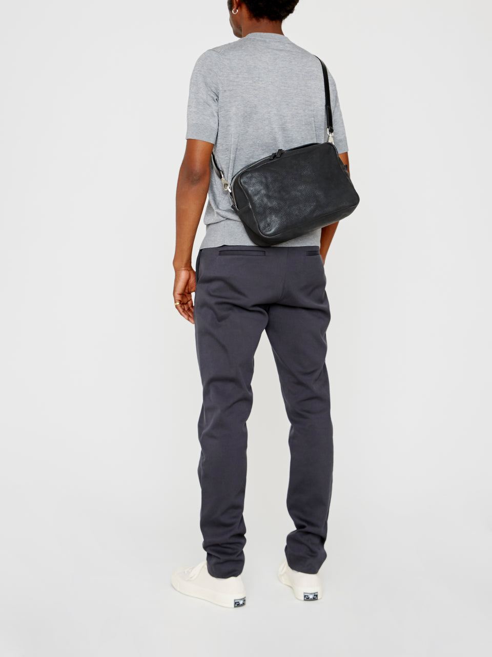 Leila Large Calvert Leather Crossbody Bag in Black
