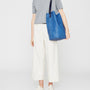 Lloyd Calvert Leather Bucket Bag in Navy