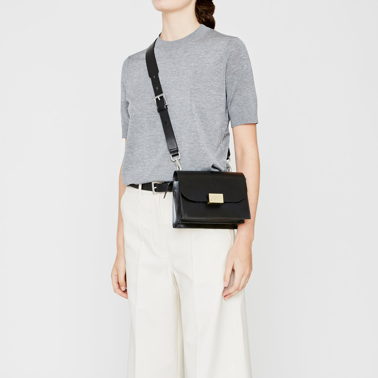 Lockie Boundary Leather Crossbody Lock Bag in Yellow