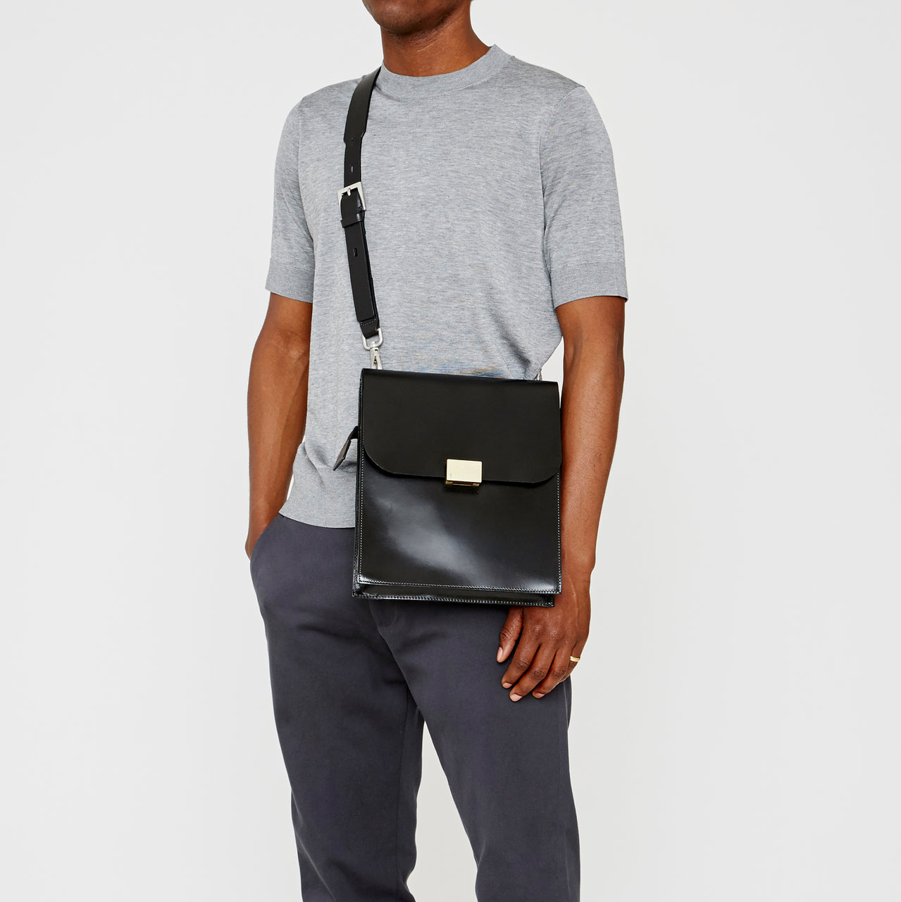 Lori Boundary Leather Crossbody Lock Bag in Yellow