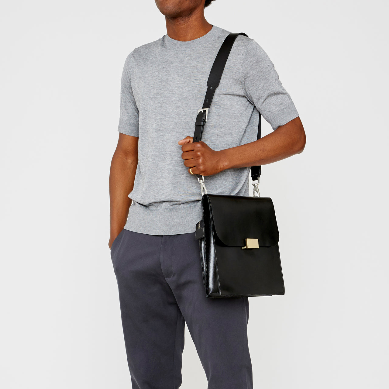 Lori Boundary Leather Crossbody Lock Bag in Oxblood
