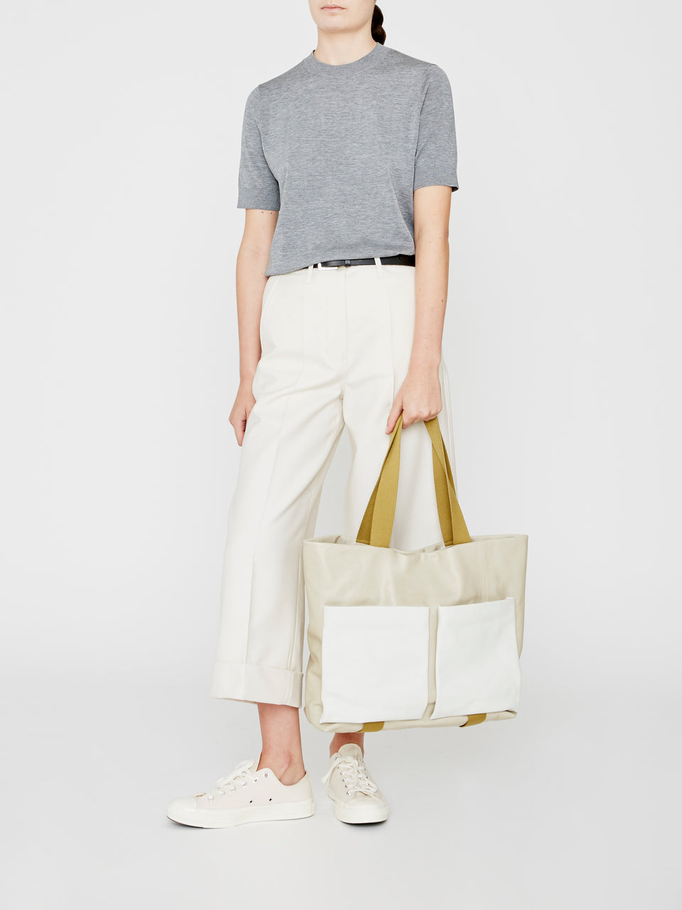 Toto Camlet Leather Tote Bag in Stone