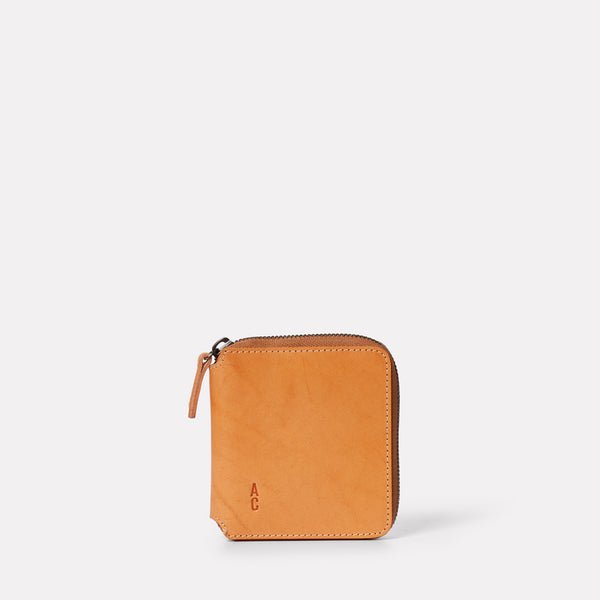Axel Leather Zip Round Wallet in Tan-SQUARE ZIP ROUND-Ally Capellino-Ally Capellino