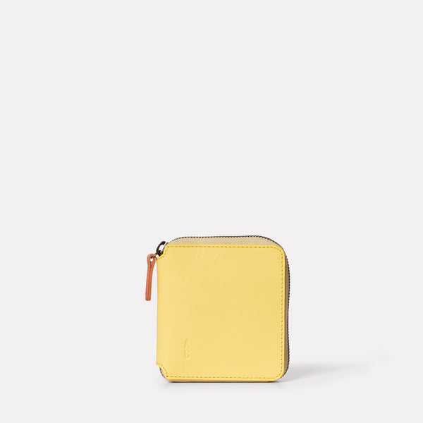 Axel Leather Zip Round Wallet in Yellow